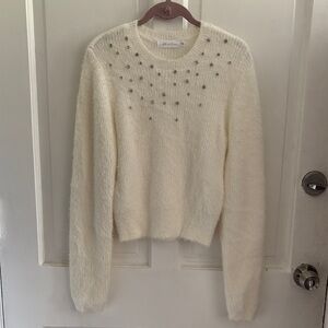 All in Favor Off White Sweater with Silver Accents